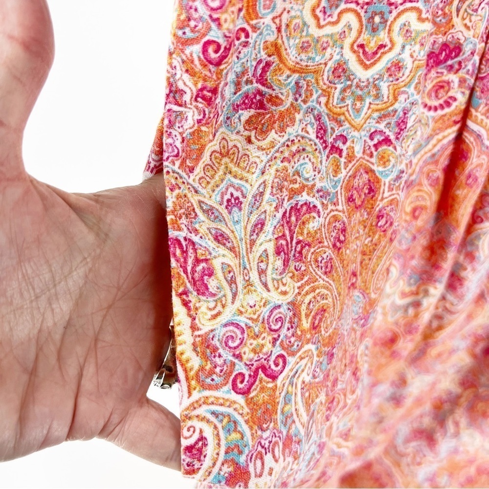 ✅ J. Jill Love Linen Paisley‎ Midi Sleeveless Summer Dress Size MEDIUM TALL - Picture 7 of 9